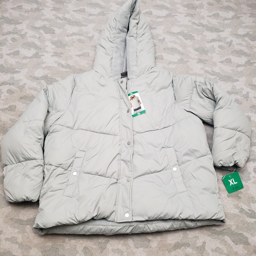 32 Degrees Heat Puffer Jacket Womens XL Green Hooded Quilted NWT